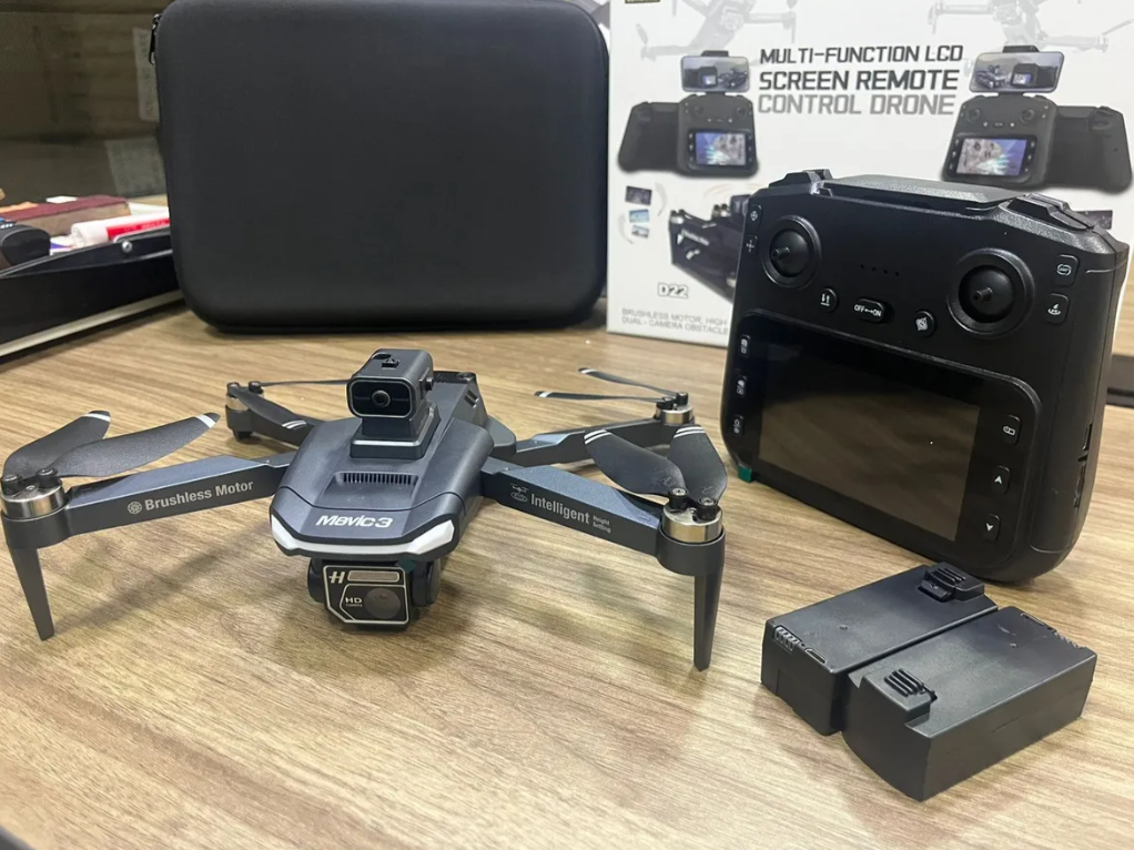 Dron D23, 4K, Sensor Obstaculo 2 Cámaras 3 Baterías Pantalla Negro.