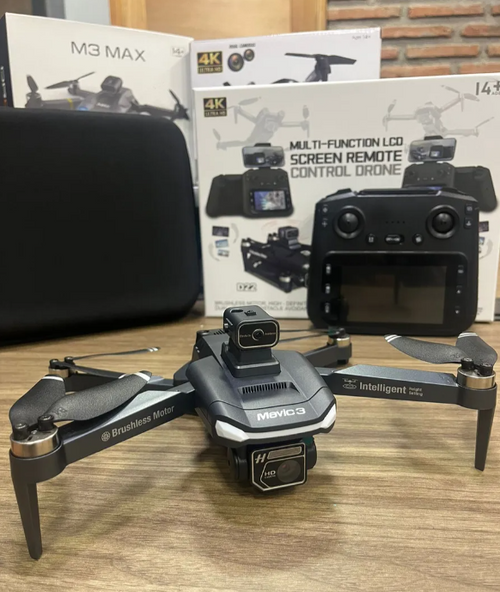 Dron D23, 4K, Sensor Obstaculo 2 Cámaras 3 Baterías Pantalla Negro.